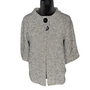 AB Studio Women's sz Medium Gray Heathered Sweater Cardigan Big Buttons Open